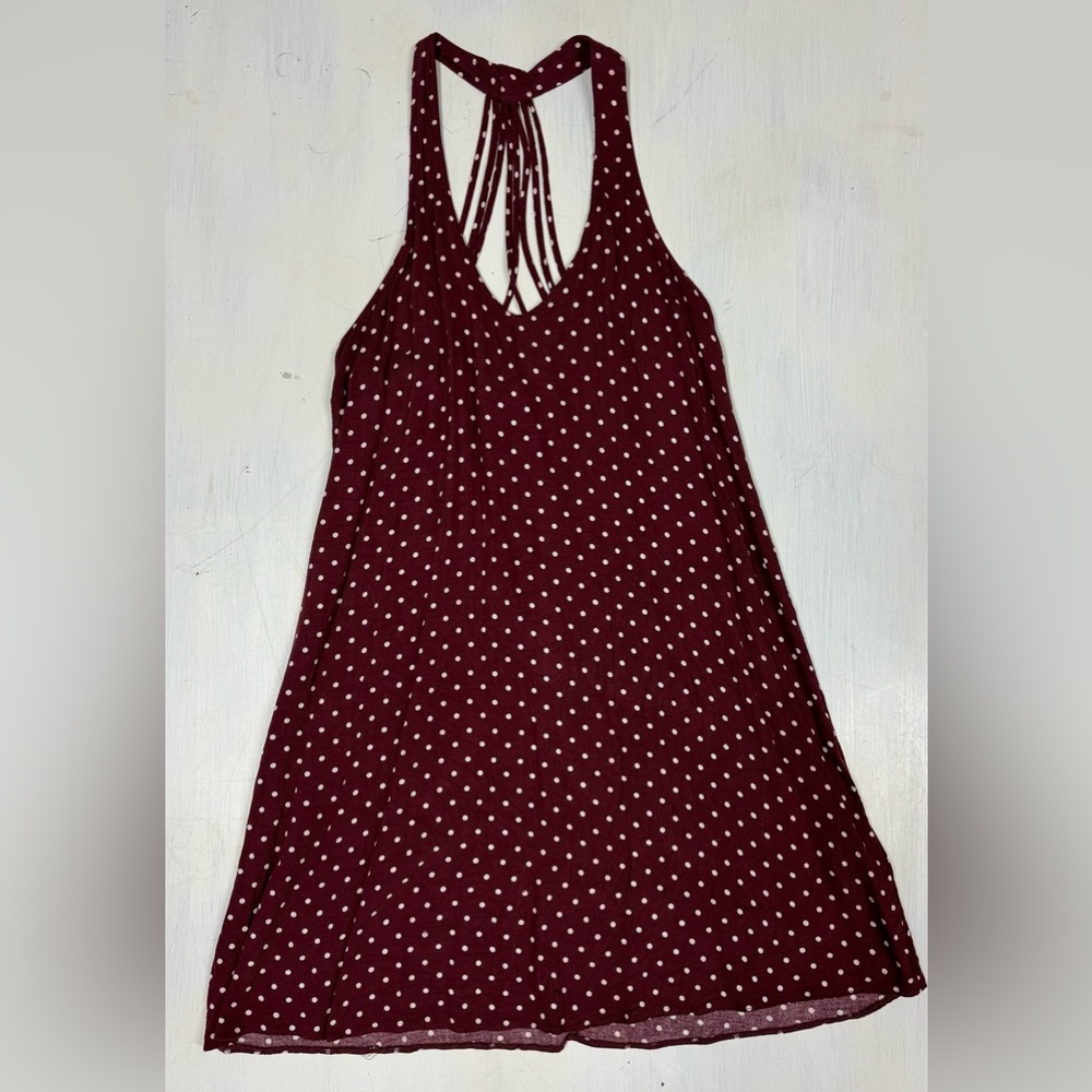 AEO Burgundy Polka Dot Dress